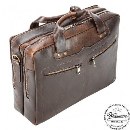 Кожаная мужская сумка-рюкзак "Генри" (коричневый эксклюзив)